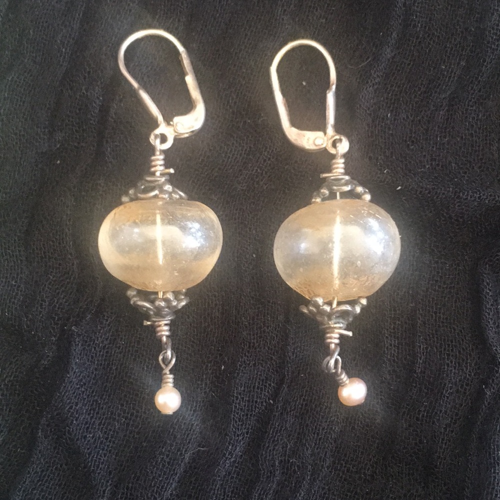 Venetian glass bead earrings